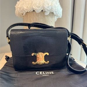 Celine teen triomphe in black lizard.
